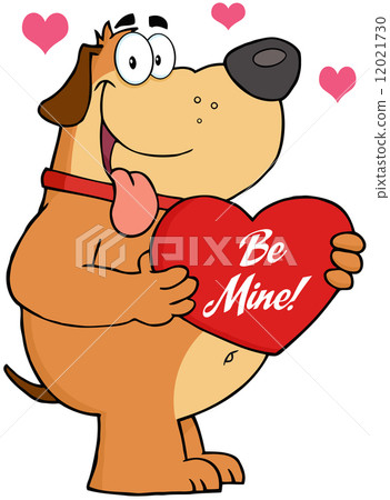 Fat Dog Holding Up A Red Heart With Text Fat Dog Holding Up A Red Heart With Text 12021730