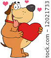 Fat Dog Holding Up A Red Heart 12021733