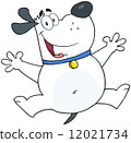 Happy White Fat Dog Jumping 12021734
