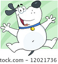 White Fat Dog Cartoon Character Jumping 12021736
