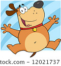 Brown Fat Dog Jumping 12021737