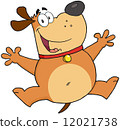 Happy Fat Dog Jumping 12021738