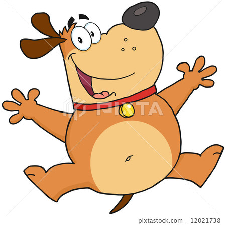Happy Fat Dog Jumping 12021738