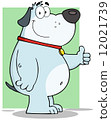Gray Fat Dog Cartoon Character Showing Thumbs Up 12021739