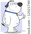 White Fat Dog Cartoon Character Showing Thumbs Up 12021740