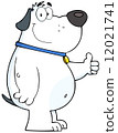 Smiling White Fat Dog Showing Thumbs Up 12021741