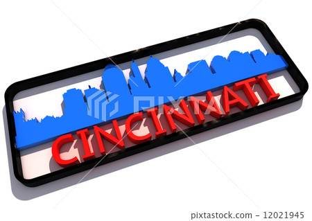 Cincinnati USA logo with the base colors of the flag of the city on white 3D design 12021945