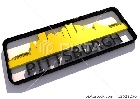 Pittsburgh USA logo with the base colors of the flag of the city on white 3D design Pittsburgh USA logo with the base colors of the flag of the city on white 3D design 12022250