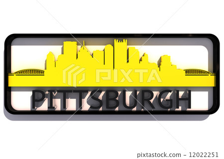 Pittsburgh USA logo with the base colors of the flag of the city on white 3D design 12022251