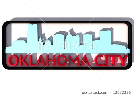 Oklahoma City USA logo with the base colors of the flag of the city on white 3D design 12022256