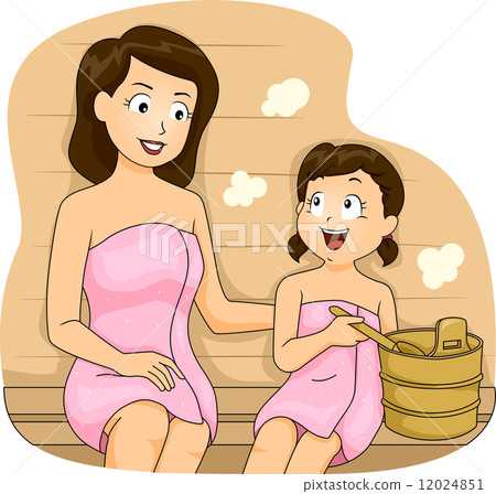 Mom and Daughter Sauna - Stock Illustration [12024851] - PIXTA