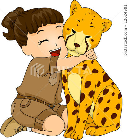Girl Hugging Cheetah 12024981