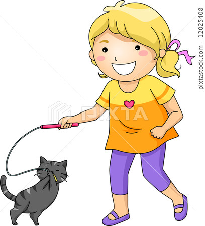 Girl Playing with Cat Girl Playing with Cat 12025408