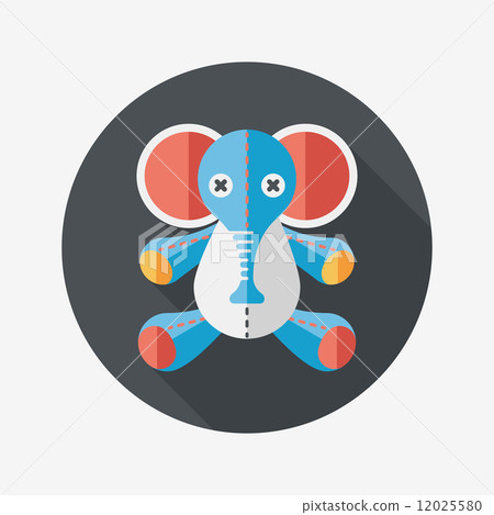 elephant doll flat icon with long shadow,eps10 12025580