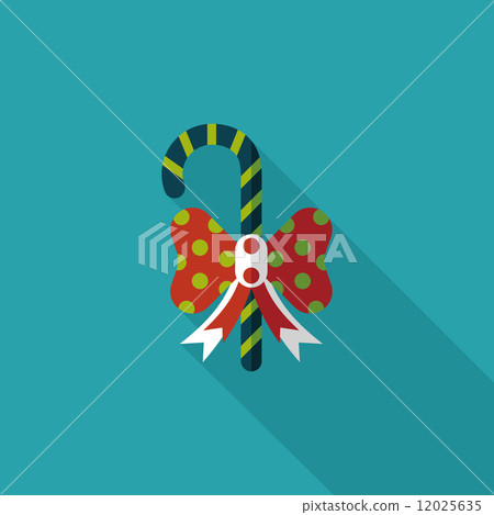 Christmas candy cane flat icon with long... - Stock Illustration ...