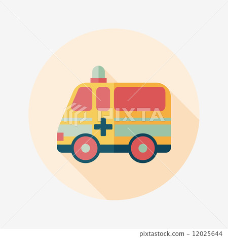 ambulance car flat icon with long shadow - Stock Illustration [12025644 ...