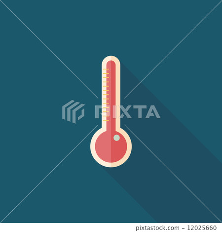 thermometer flat icon with long shadow 12025660