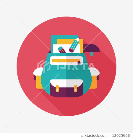 backpack flat icon with long shadow - Stock Illustration [12025666] - PIXTA