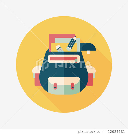 backpack flat icon with long shadow - Stock Illustration [12025681] - PIXTA