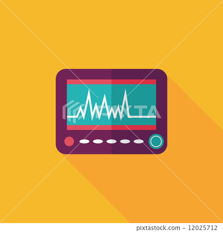 monitor in the ICU. Flat style Icon with long shadows 12025712