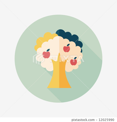 apple tree flat icon with long shadow,eps10 - Stock Illustration ...