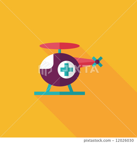 Medical helicopter flat icon with long shadow Medical helicopter flat icon with long shadow 12026030
