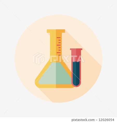 test tube flat icon with long shadow 12026054