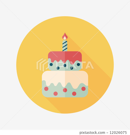 birthday cake flat icon with long shadow,eps10 - Stock Illustration ...
