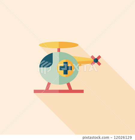 Medical helicopter flat icon with long shadow 12026129