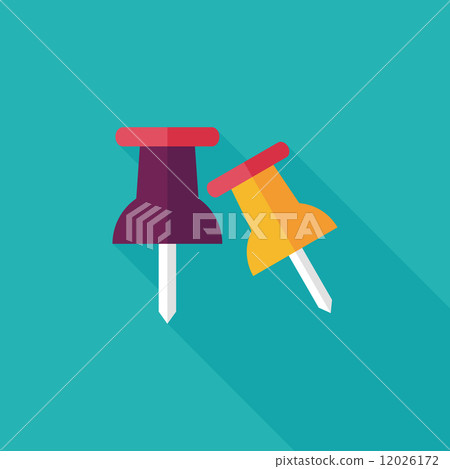 push pin flat icon with long shadow,eps10 12026172