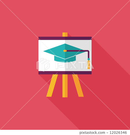 Graduation hat on the blackboard flat icon with long shadow,eps1 12026346