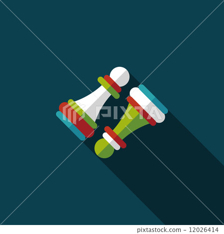 Wooden Pawn Chess flat icon with long shadow,eps10 12026414