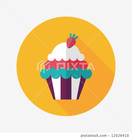 cupcake flat icon with long shadow,eps10 cupcake flat icon with long shadow,eps10 12026418
