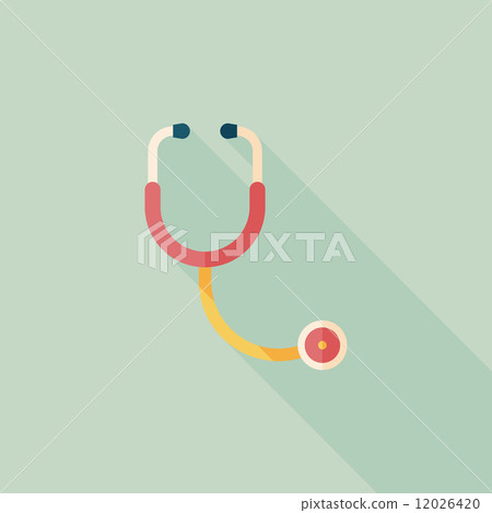 stethoscope flat icon with long shadow 12026420