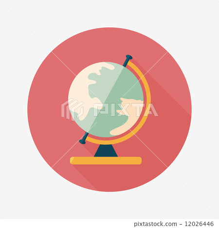 globe icon, flat icon with long shadow - Stock Illustration [12026446 ...