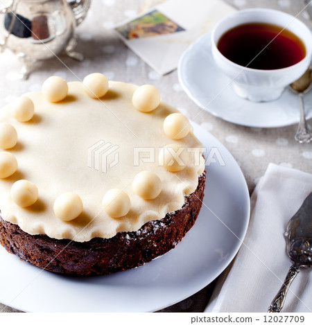 Traditional English Easter cake with marzipan 12027709