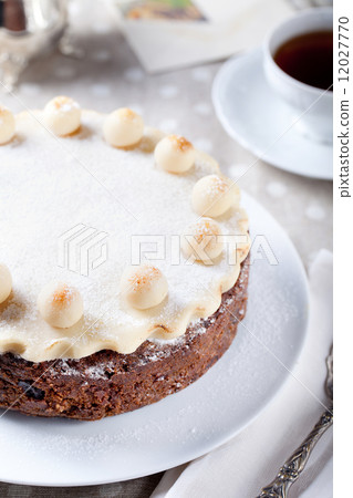 Traditional English Easter cake with marzipan Traditional English Easter cake with marzipan 12027770