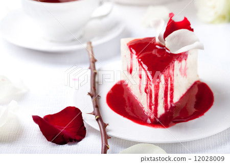 Cheesecake, mousse cake with red berry topping Cheesecake, mousse cake with red berry topping 12028009