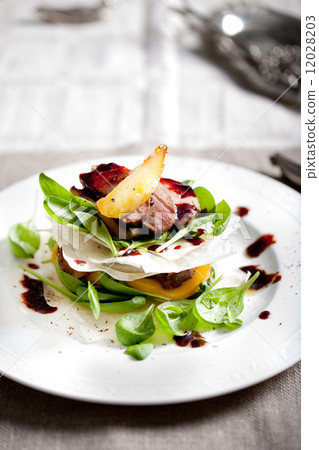 Duck breast roasted with salad, pear 12028203
