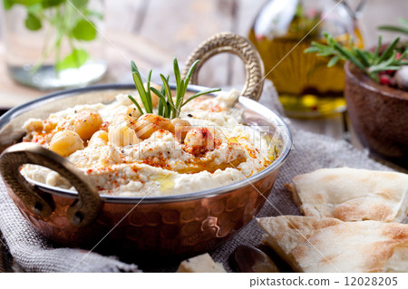 Hummus, chickpea dip, with rosemary, paprika 12028205