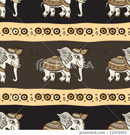 Elephants. Ethnic seamless background. 12028905