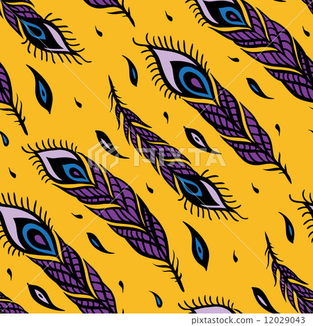 Vintage Feathers. Seamless background. 12029043