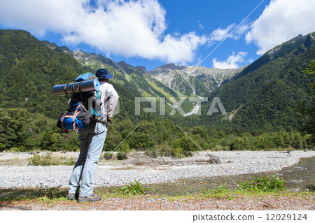 Campers wishing for Hotaka mountain in Kamikochi 12029124