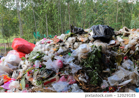 Pile of domestic garbage, pollution of environment 12029185