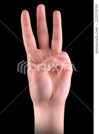 hand is showing three fingers isolated 12033054