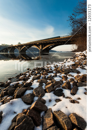 Winter landscape, trees covered in snow 12033173