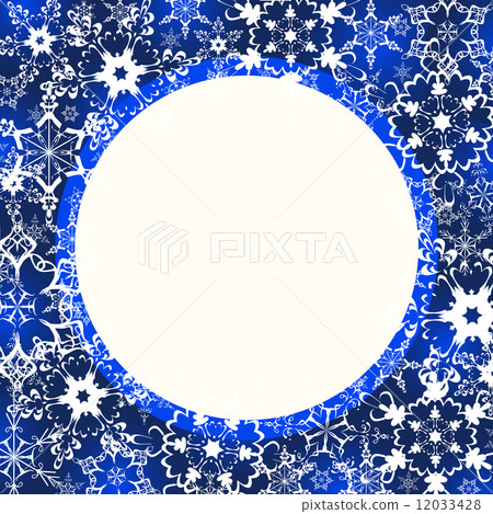 Blue winter frame with ornate snowflakes Blue winter frame with ornate snowflakes 12033428
