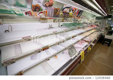 Super shelf that became empty after the earthquake 12036480