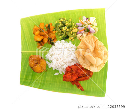 Indian banana leaf rice 12037599