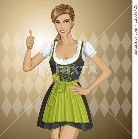 Vector Cute Woman In Drindl On Oktoberfest 12038429